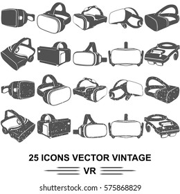 set of icons vector vintage VR