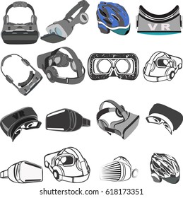 set of icons vector vintage VR