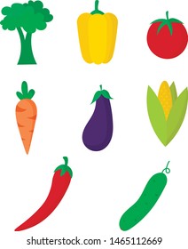 Set of icons of vegetables. Colorful design for cards, banners, printed materials.