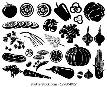 Set of  icons of vegetables. vector