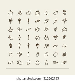 Set of icons - vegetables. A vector.