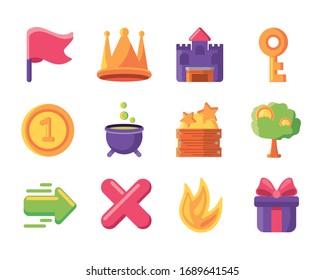 set of icons video game on white background vector illustration design