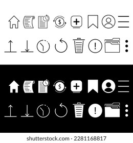 set icons video player application, marketplace, sound, transactions, shopping, file uploads, application menus