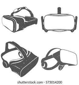 set of icons, virtual reality can be used to T - print, logo, label, management game