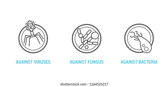 Conjunto de iconos de virus hongos y bacterias.