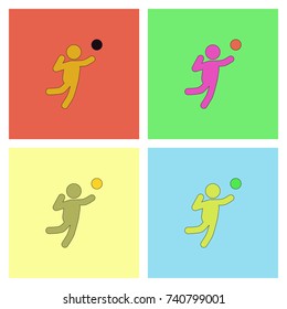 Set Icons Of Vollyball On Color Background. Eps-10.