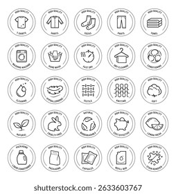 Set of icons for washing clothes. Vector illustration on white background. Can be use for your design, packaging, presentation. EPS10.