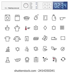 Set of icons for washing. Vector illustration on white background. Can be use for your design, packaging, presentation. EPS10.