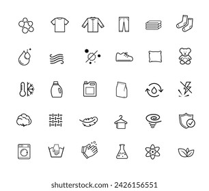 Set of icons for washing. Vector illustration on white background. Can be use for your design, packaging, presentation. EPS10.	