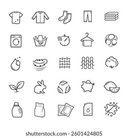Set of icons for washing. Vector illustration on white background. Can be use for your design, packaging, presentation. EPS10.