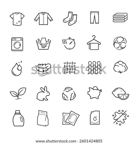 Set of icons for washing. Vector illustration on white background. Can be use for your design, packaging, presentation. EPS10.
