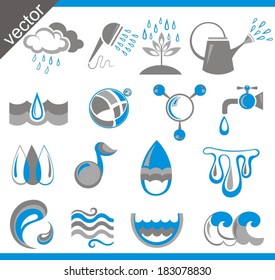 Set of icons of water for design