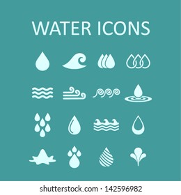 Set of icons of water for design. A vector illustration