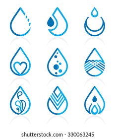 Set of icons - water drops