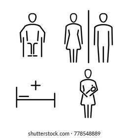 Juego de iconos para el WC el baño. Conjunto vectorial de símbolos.