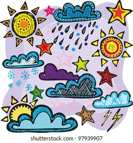 Set of icons  weather drawn from a hand