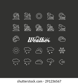 Set with icons - weather.  A vector.