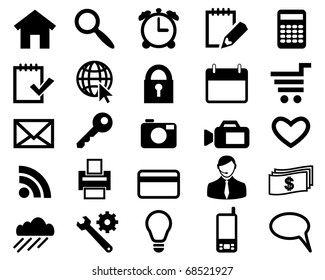 Set icons for web design black color vector.