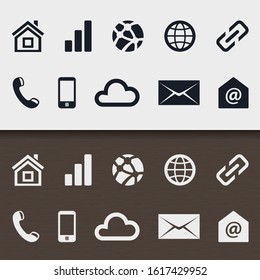 Set icons web design sign card vc social phone media seo network