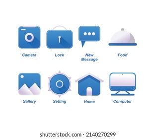 set of icons for web, flat design