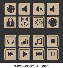set of icons for web flat design outlines on a transparent background