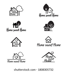 Set icons for web and identity REAL ESTATE and HOME SWEET HOME logos. Vector outline Icon.
