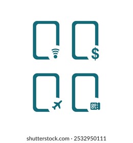 Set of icons for web and mobile applications. Flat design. Network signs. Unlimited and network symbols. Wifi symbols. Icon symbol for mobile phone application ui