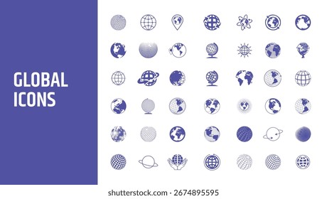 Conjunto de iconos para el Web, red, tierra, internet, mundo globo