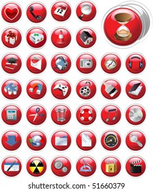 Set of icons for website. All elements and textures are individual objects. Vector illustration scale to any size.