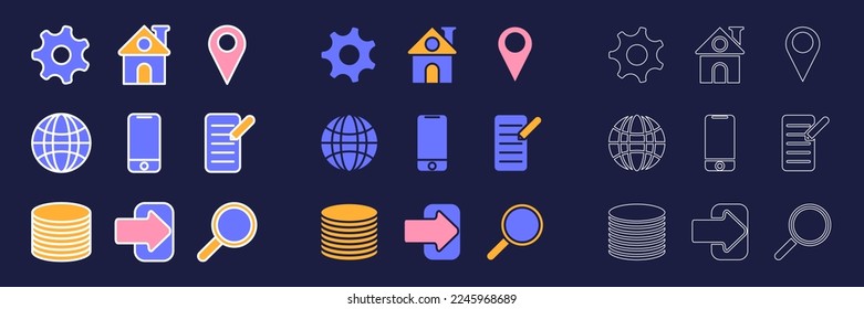 set of icons for websites