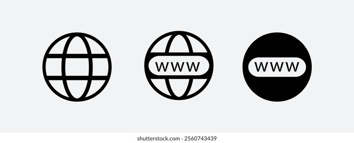 set of icons for websites vector web icons, Customer service and Contact information searching on internet thin line Icon