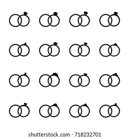 Set of icons of wedding rings, vector illustration
