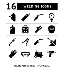 Set icons of welding isolated on white. Vector illustration