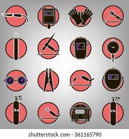 Set icons of welding isolated on grey. Vector illustration
