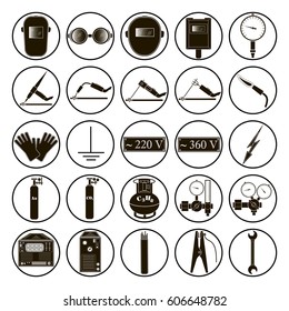 Set icons of welding isolated on white background. Vector illustration