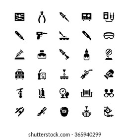 Set icons of welding and soldering