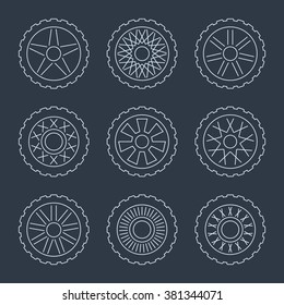 Set icons wheel for motorcycle