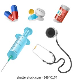 Set of icons which contains medical items