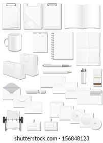 set icons white blank samples for corporate identity design vector illustration on background