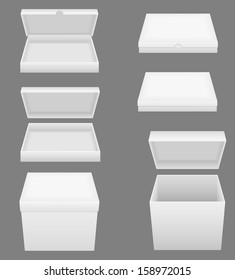 set icons white packing box vector illustration isolated on gray background