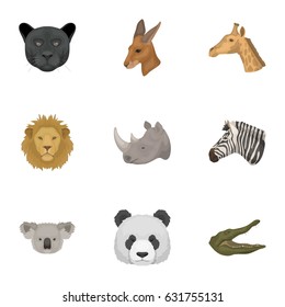 A set of icons of wild animals. Predatory and peaceful wild animals.Realistic animal icon in set collection on cartoon style vector symbol stock illustration.