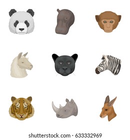 A set of icons of wild animals. Predatory and peaceful wild animals.Realistic animal icon in set collection on cartoon style vector symbol stock illustration.