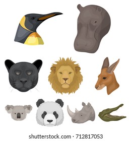 A set of icons of wild animals. Predatory and peaceful wild animals.Realistic animal icon in set collection on cartoon style vector symbol stock illustration.