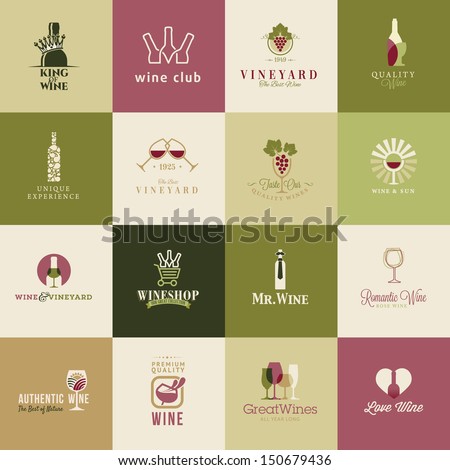 Set of icons for wine, wineries, restaurants  and wine shops