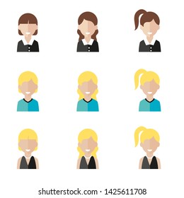 Set of icons of women. Avatars of women. Vector