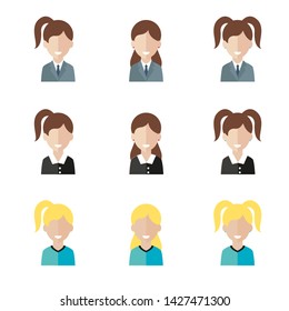 Set of icons of women. Avatars of women. Vector