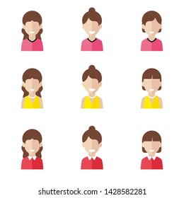 Set of icons of women. Avatars of women. Vector