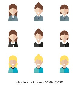 Set of icons of women. Avatars of women. Vector