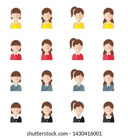 Set of icons of women. Avatars of women. Vector