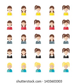 Set of icons of women. Avatars of women. Vector